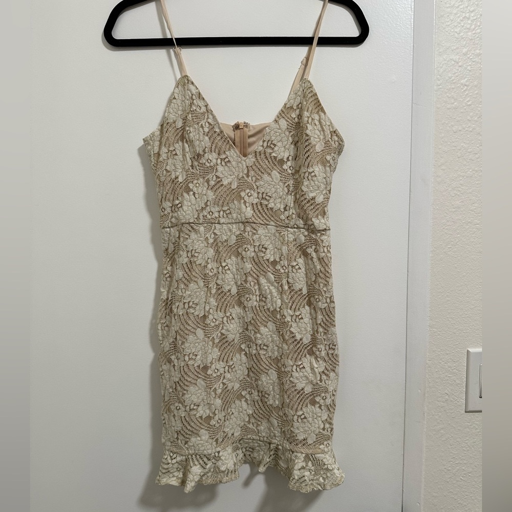 REVOLVE SUPERDOWN CREAM LACE MINI DRESS